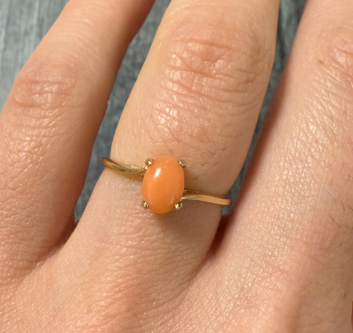 Vintage Pink Coral and 10K Gold Ring