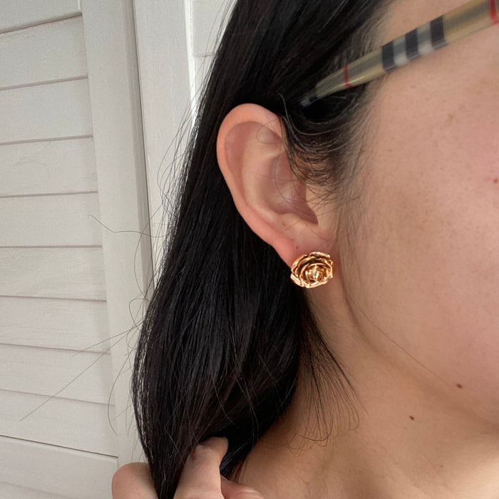 Vintage 14K Gold Rose Stud Earrings