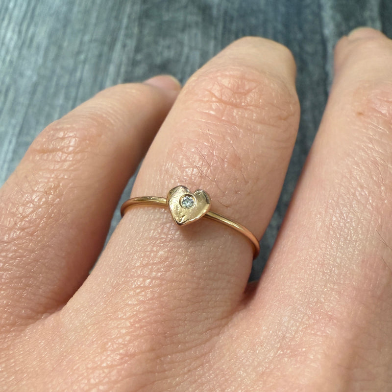 Vintage Diamond and 14K Rose Gold Heart Ring