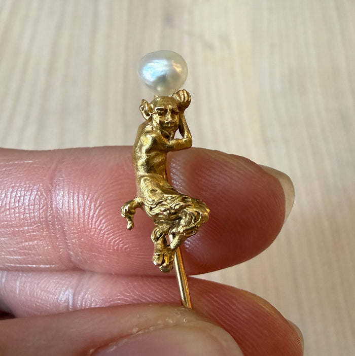 Art Nouveau Figural Faun or Satyr Stick Pin