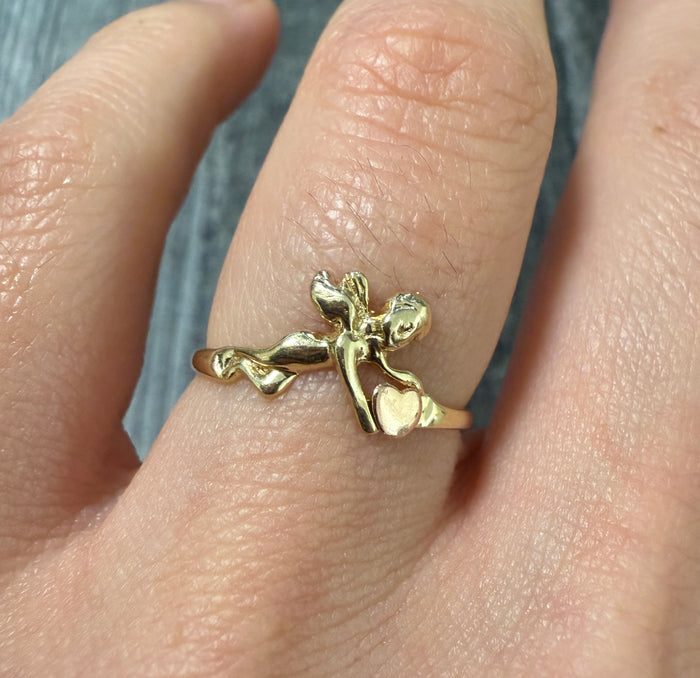 Vintage 14K Gold Cupid Ring