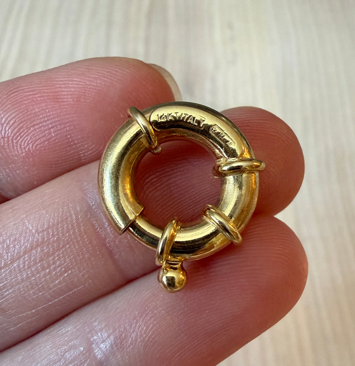 Oversized Puffy 14K Gold Spring Ring Clasp