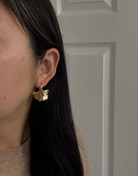 Large Saunders 14K Gold Ginkgo Leaf Earrings