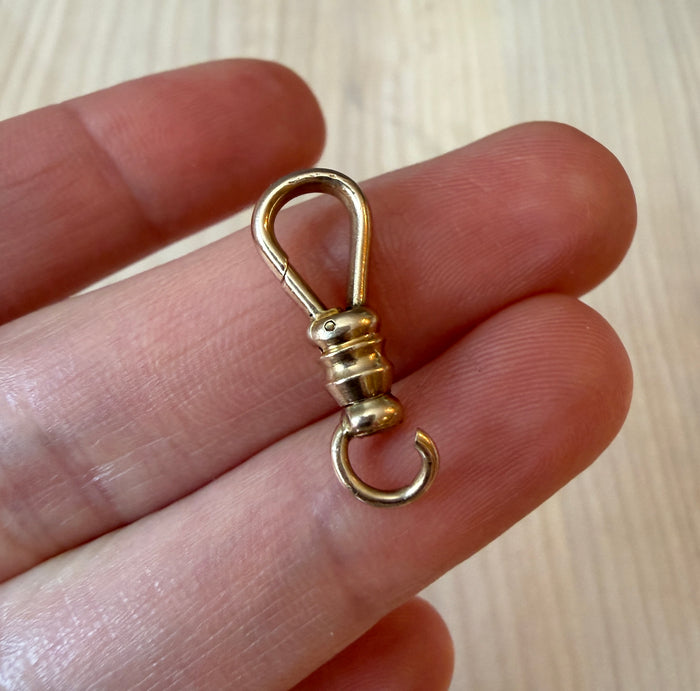 Antique 14K Gold Midsized Dog Clip Clasp, Charm Holder