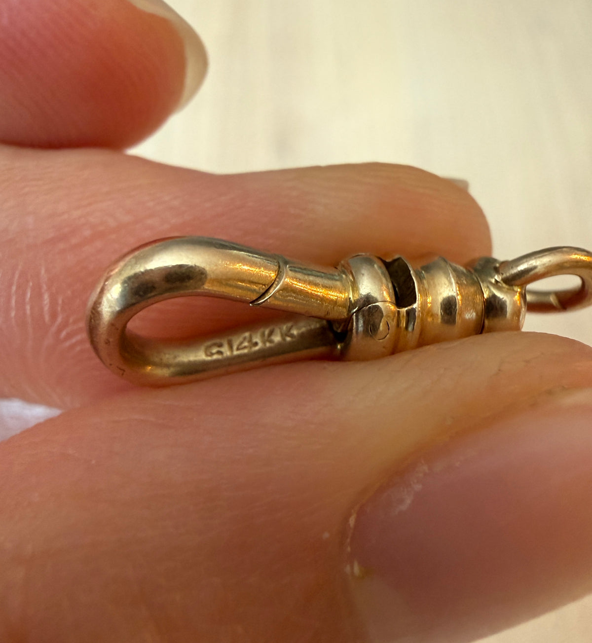 Antique 14K Gold Midsized Dog Clip Clasp, Charm Holder