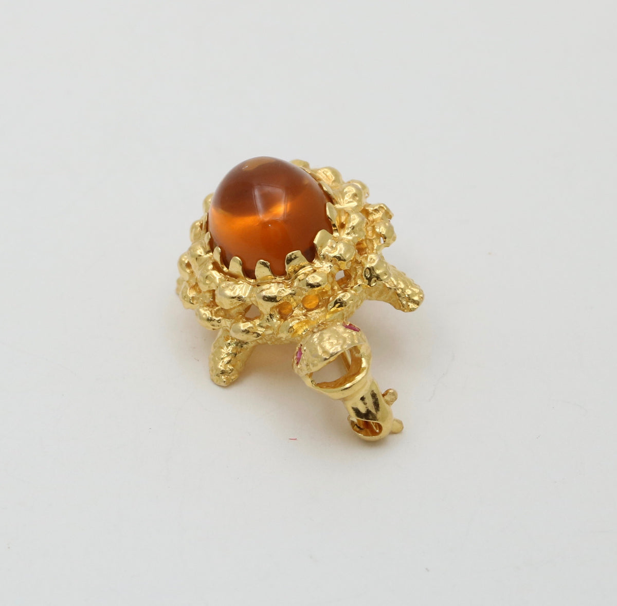 Vintage Citrine and 18K Gold Turtle Pin, 1 of 4