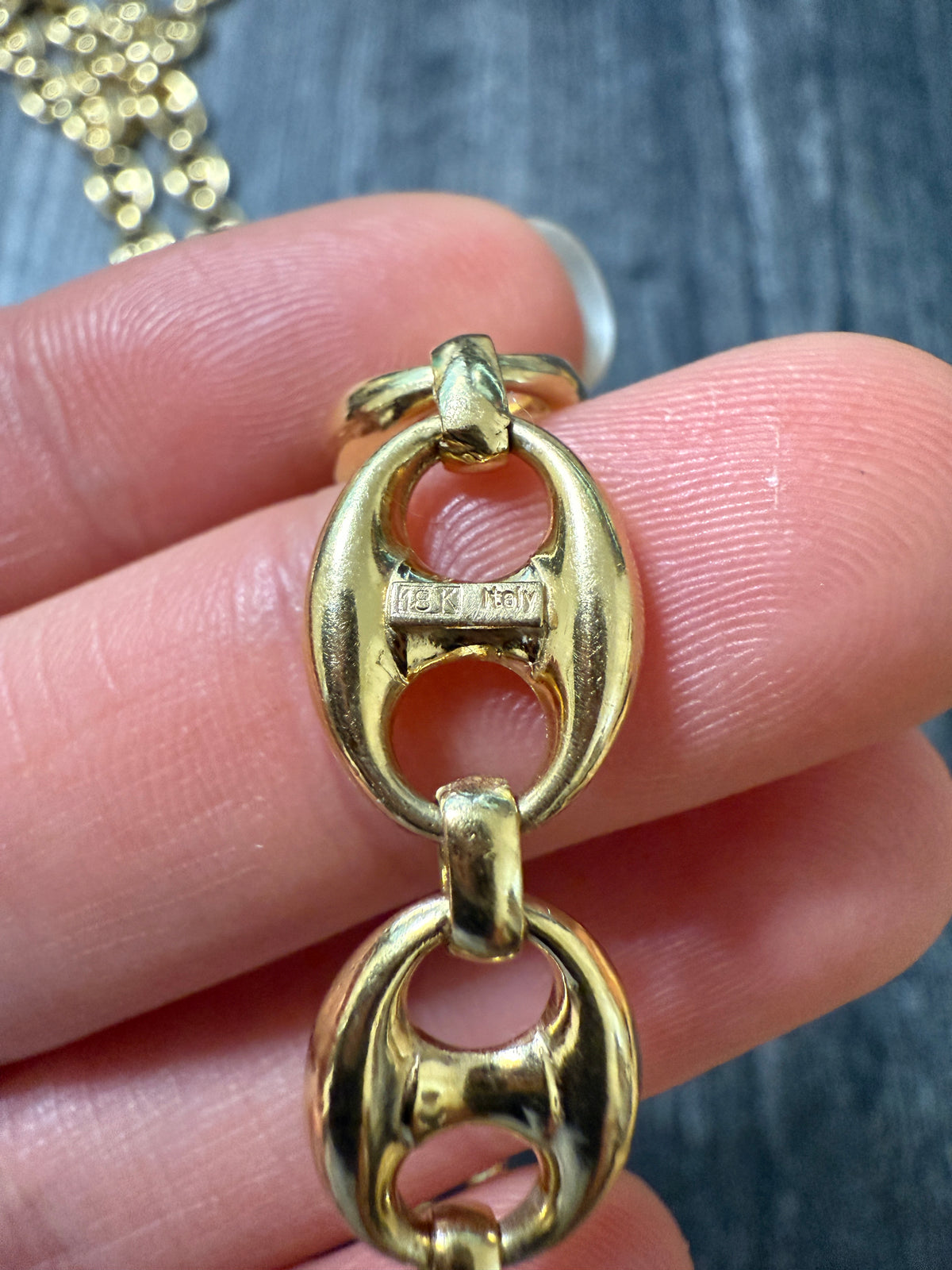 Extra Long 18K Gold Vintage Mariner Link Chain, 31" Long