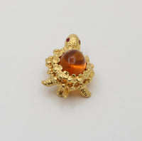 Vintage Citrine and 18K Gold Turtle Pin, 2 of 4