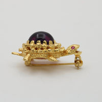 Vintage Amethyst and 18K Gold Turtle Pin, 4 of 4