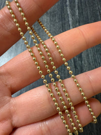 14K Gold 2 mm Ball Chain, 20" Long