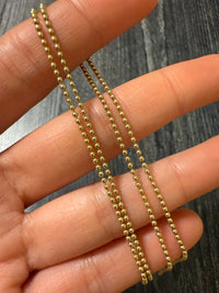 14K Gold 1.5 mm Ball Chain, 20" Long