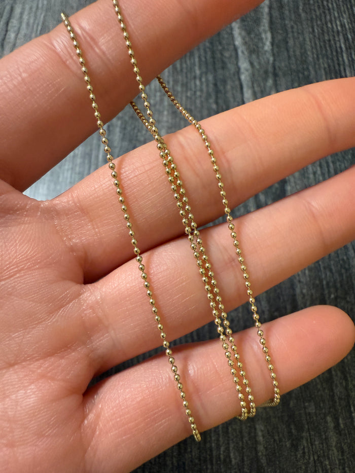 14K Gold 1.1 mm Ball Chain, 24" Long