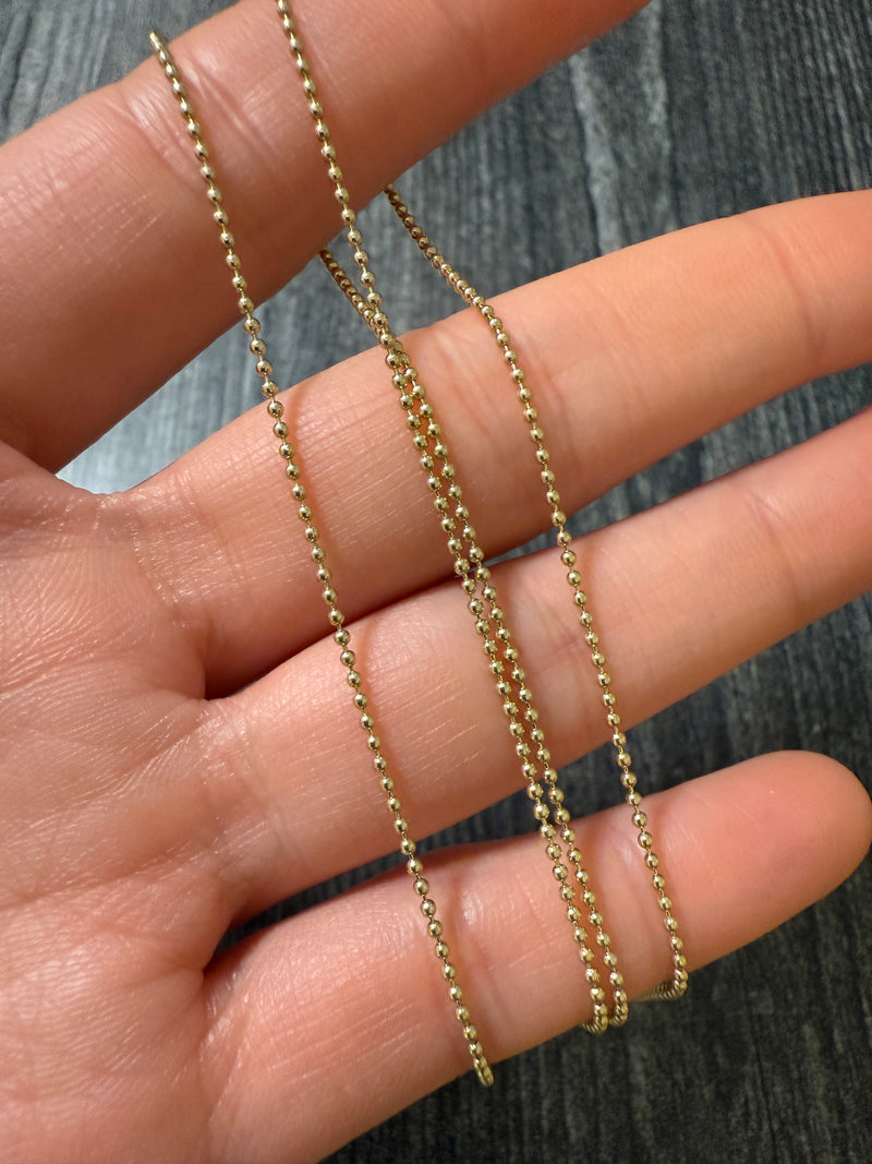 14K Gold 1.1 mm Ball Chain, 24" Long