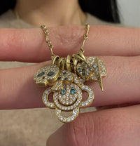 Eyefunny Charm Collection Necklace with Smiley Face, Star, Mushroom, Lightning Bolt, Apple, and Heart