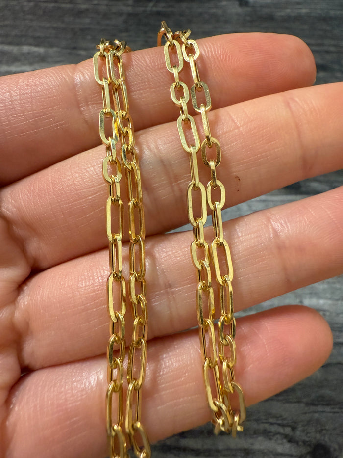 Vintage 18K Gold Paperclip Chain, 17.5" Long (I)