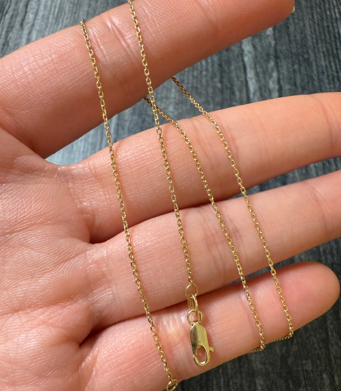 14K Gold Cable Link Chain, 18.5" Long