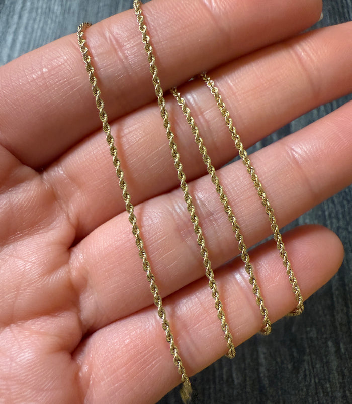 14K Gold Rope Chain, 16" Long