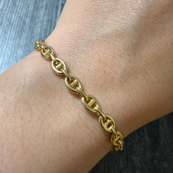 14K Gold Anchor Link Bracelet (S)