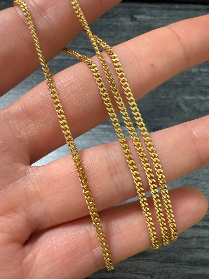 18K Gold Curb Link Chain, 24.25" Long (I)