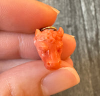 Antique Carved Natural Coral Bull or Ox Charm
