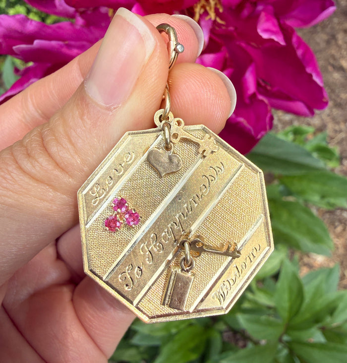 1950s Four Keys to Happiness Octagonal Charm