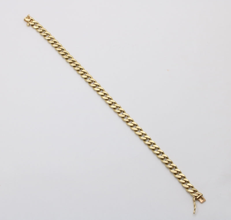 Vintage 18K Gold Curb Link Bracelet, 7” Long
