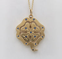 Double-Sided 14K Gold Dangling Four Leaf Clover Charm