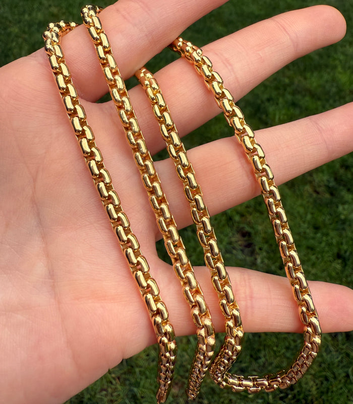 Vintage Tiffany & Co 18K Gold Boxy Biker Link Chain, 91.5 Grams