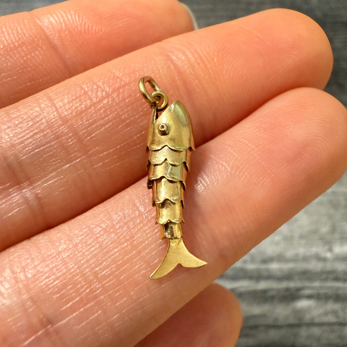 Mini Articulated 14K Gold Fish Charm
