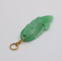 Vintage Carved Jade and 18K Gold Fish Charm