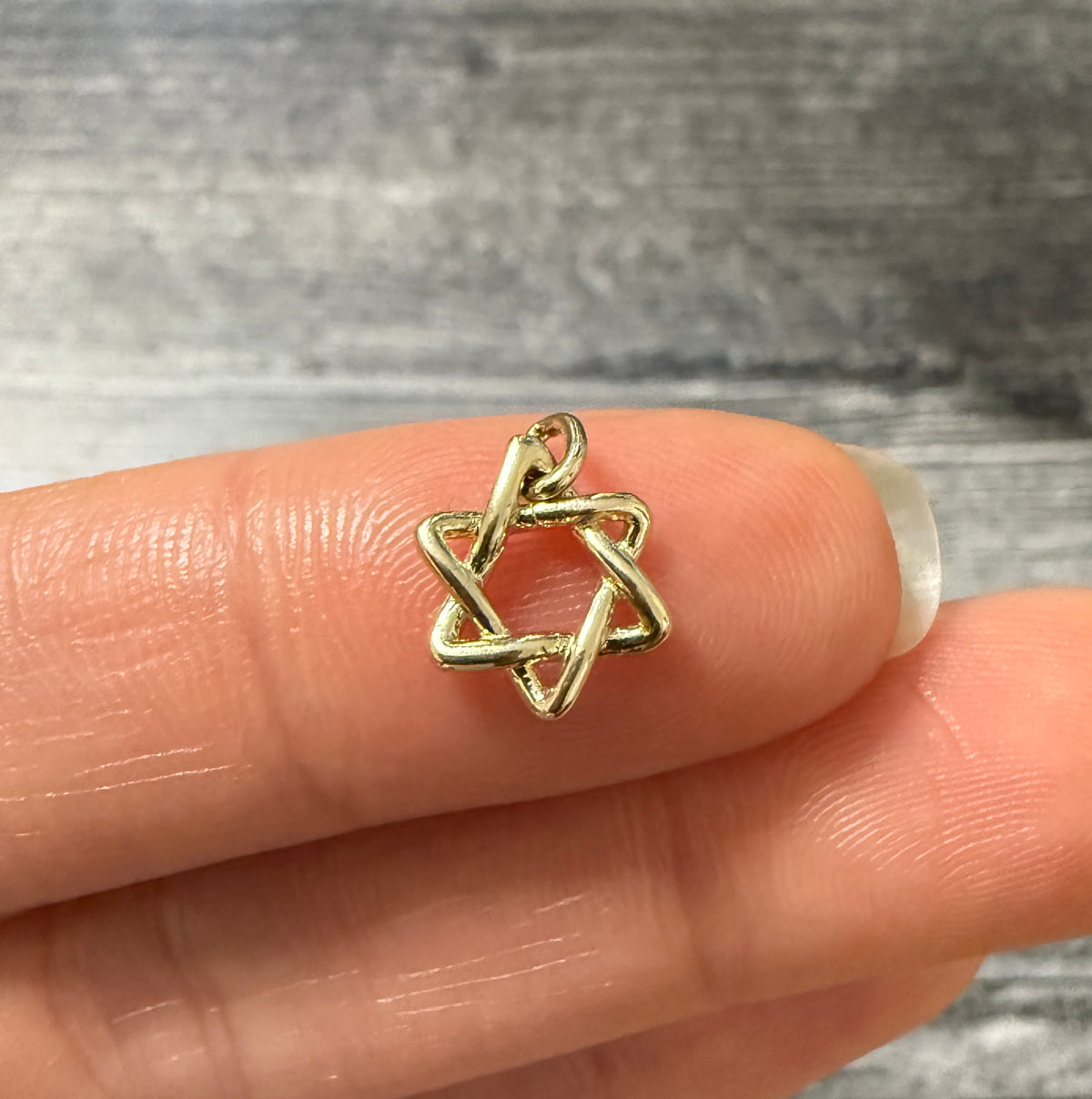 Mini 14K Gold Star of David Charm (F)