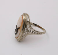 Art Deco 14K Gold and Carved Shell Cameo Ring