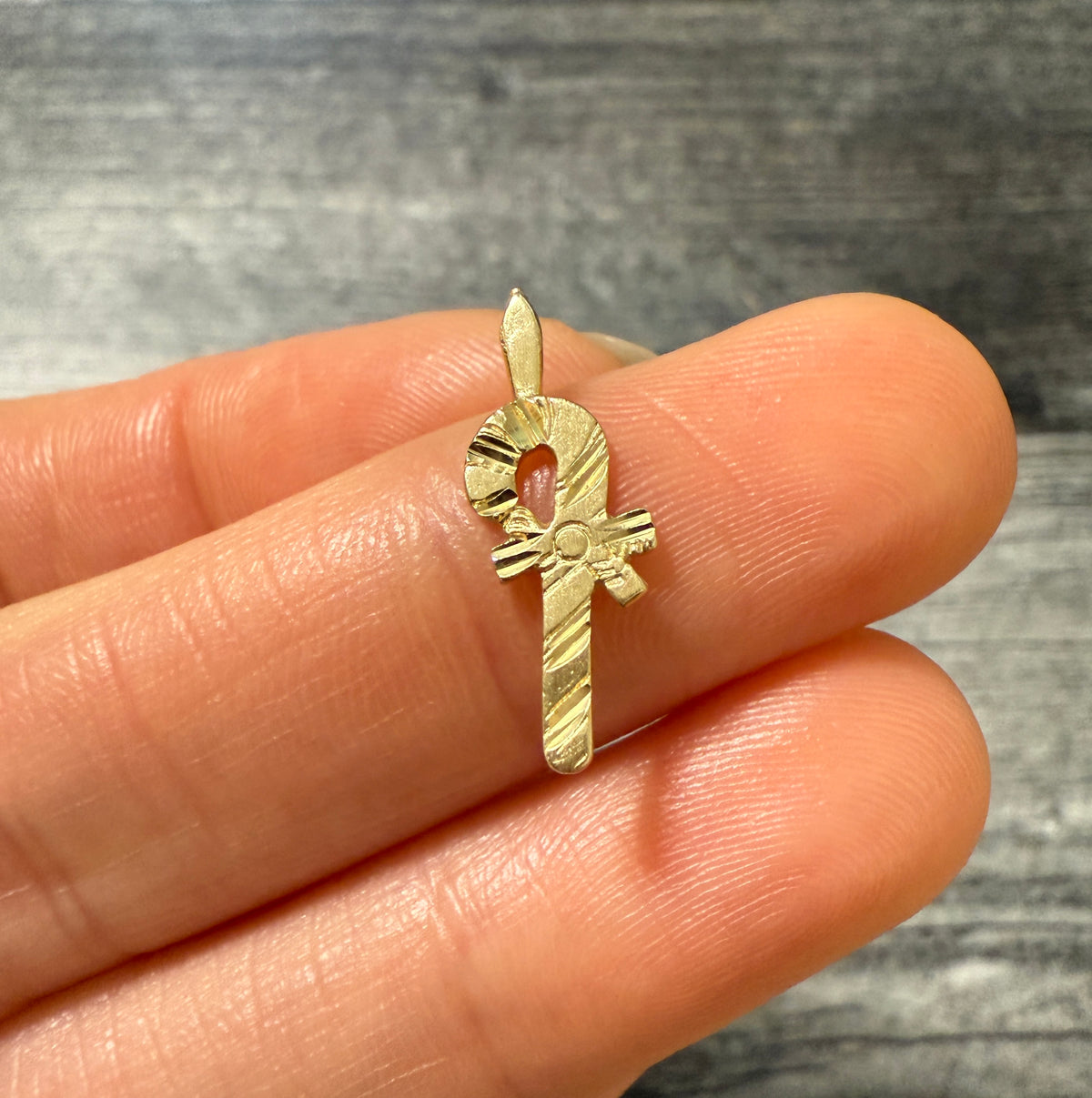Vintage 14K Gold Candy Cane Holiday Charm (A)