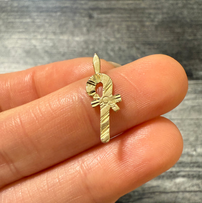 Vintage 14K Gold Candy Cane Holiday Charm (A)