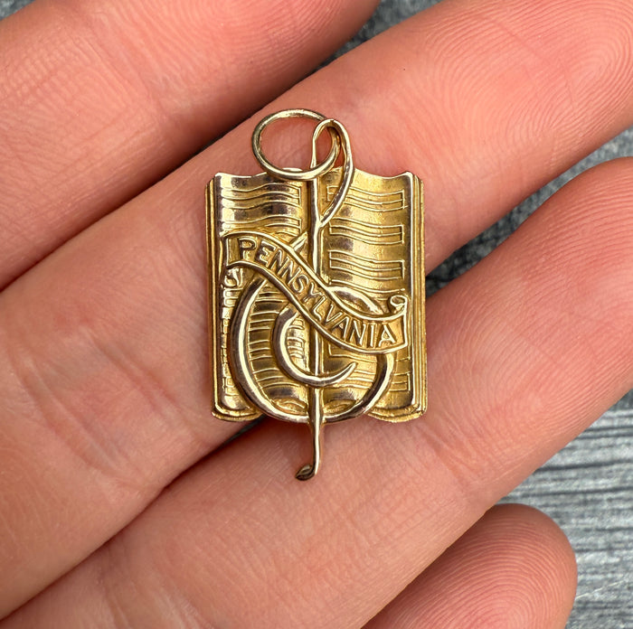 Vintage Musical Note Pennsylvania 10K Gold Charm