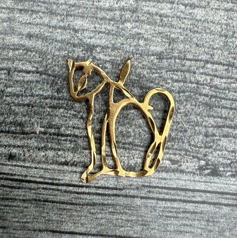 Vintage 14K Gold Cat Charm
