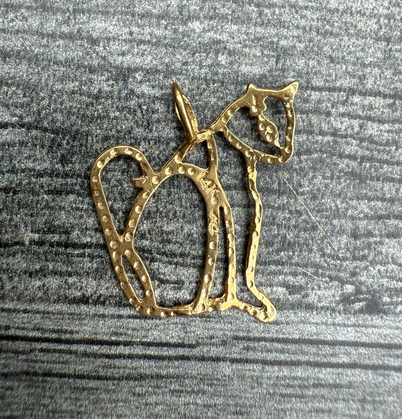 Vintage 14K Gold Cat Charm