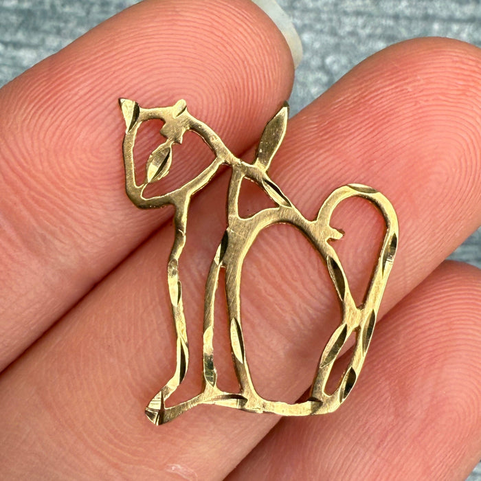 Vintage 14K Gold Cat Charm