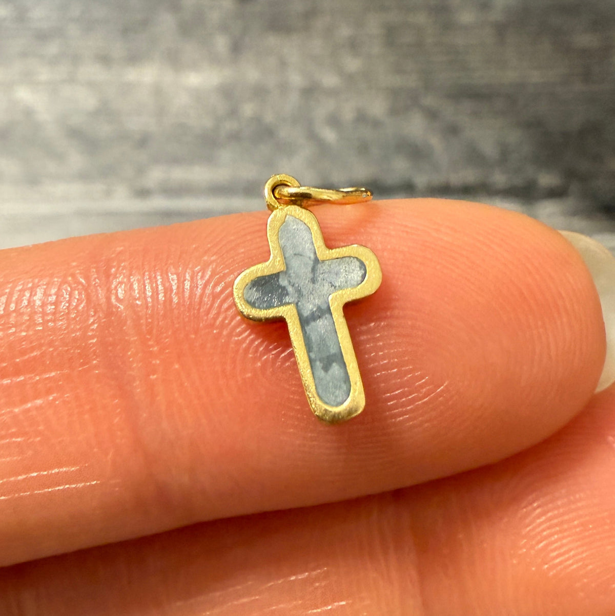 Mini Enamel and 18K Gold Cross Charm (S)