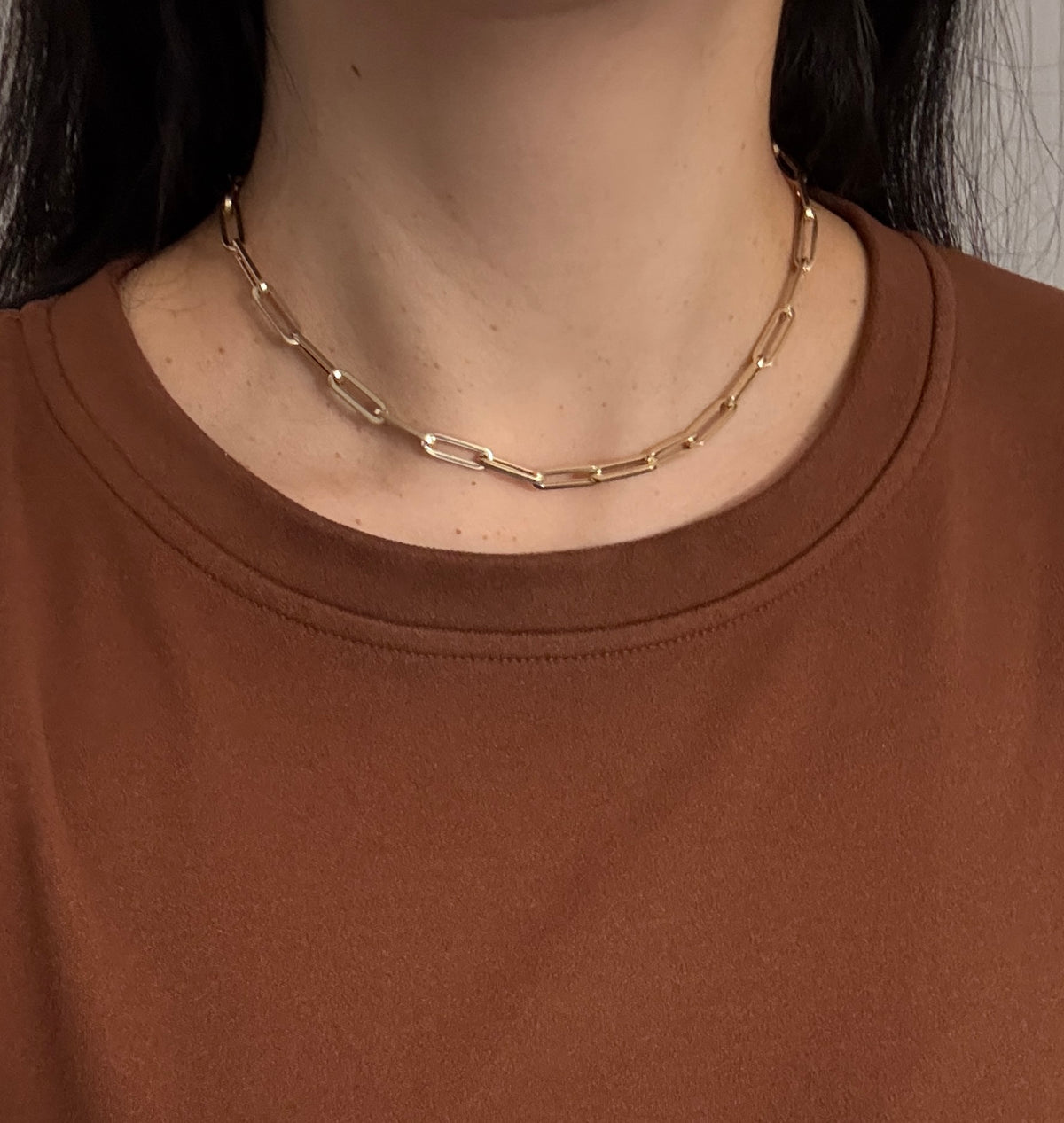 Classic 14K Gold Paperclip Chain, 16" Long