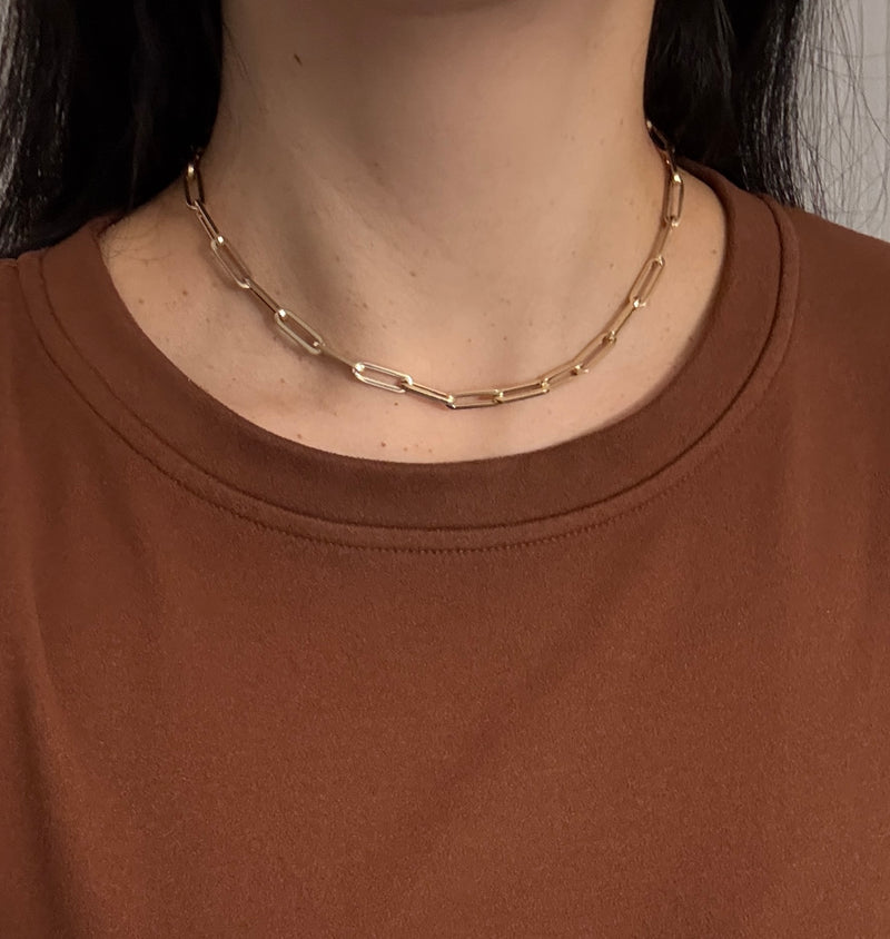 Classic 14K Gold Paperclip Chain, 16" Long