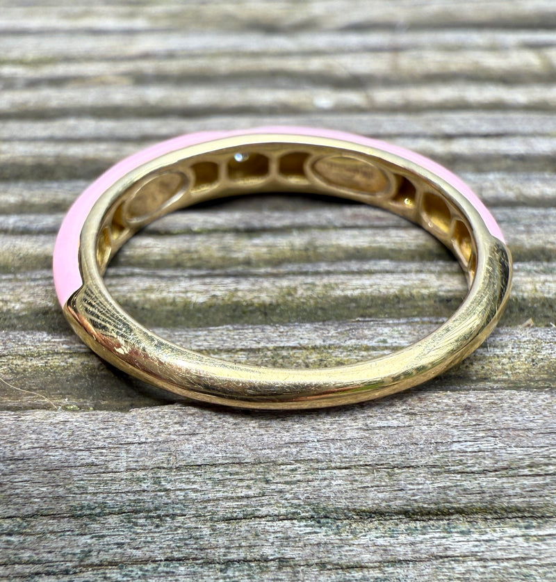 Pink Enamel and Diamond Band, Size 6.75