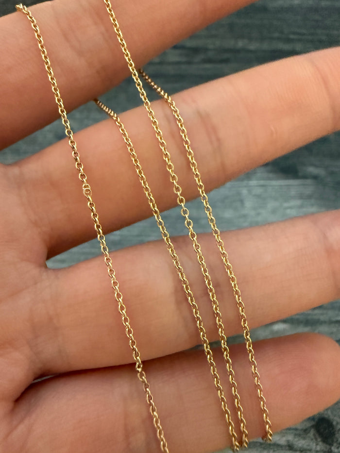 Vintage 14K Gold Cable Link Chain, 22.25" Long