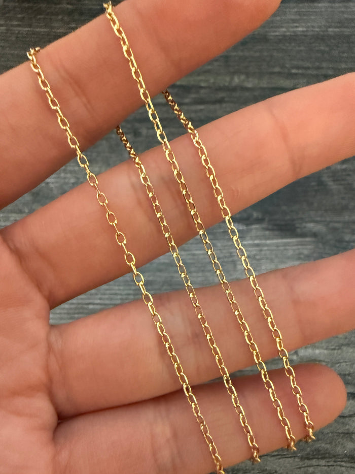 Thin 14K Gold Biker Chain, 24.5" Long