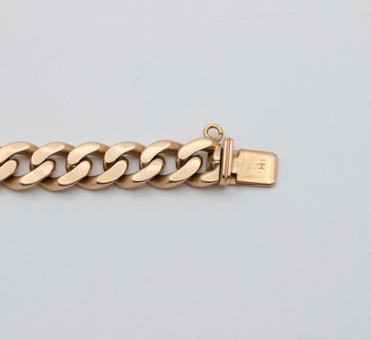 Vintage 18K Rose Gold Solid Curb Link Bracelet