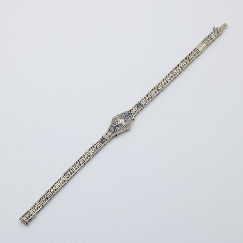 Art Deco Diamond and 14K Gold Filigree Bracelet