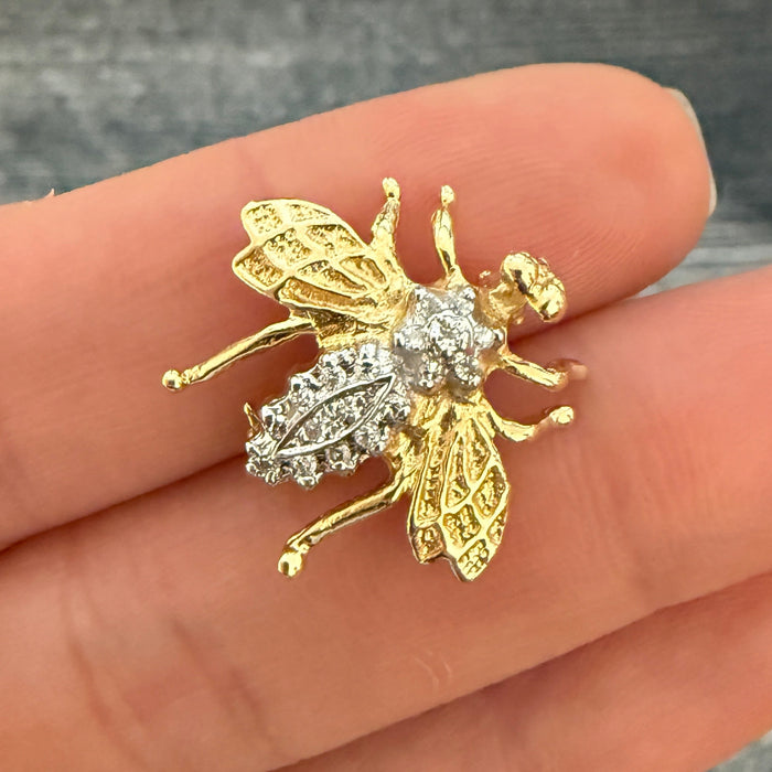 Vintage 14K and Diamond Bee Pin