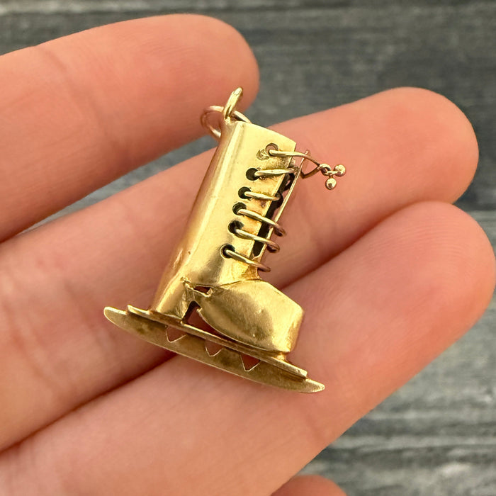 Vintage 14K Gold Ice Hockey Skate Charm