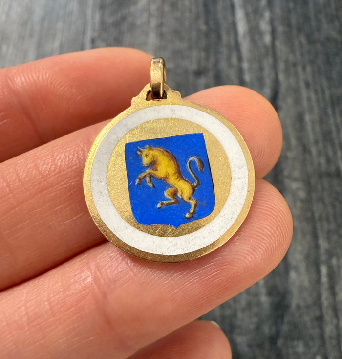Enameled 18K Gold Coat of Arms of Torino