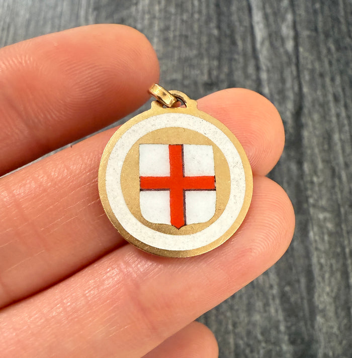 Enameled 18K Gold Coat of Arms of Genoa, Saint George's Cross